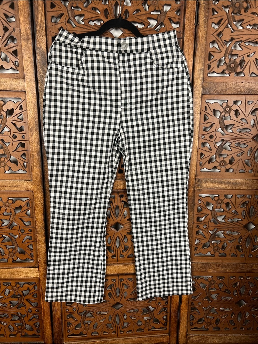 Free People Black & White Gingham Trousers—New